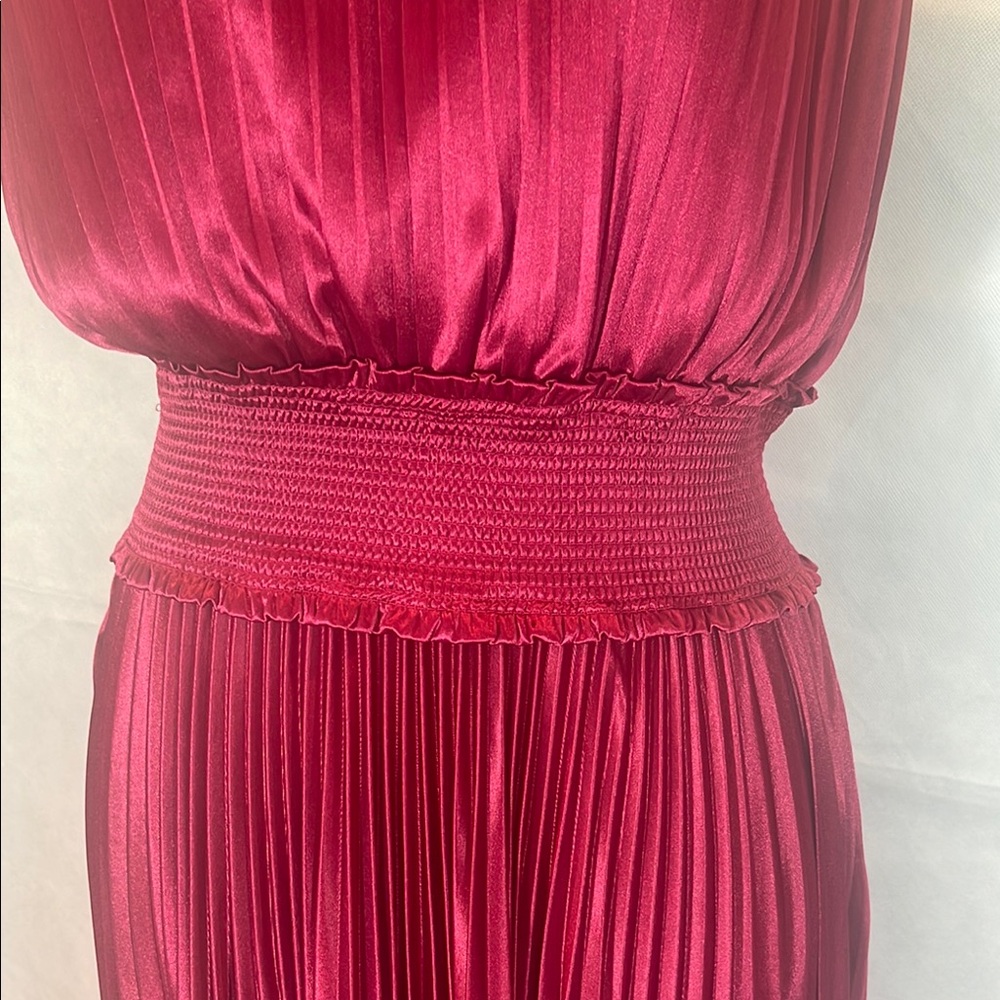 Nanette Lepore Red Pleated Ruched Sheath Dress - Picture 10 of 13